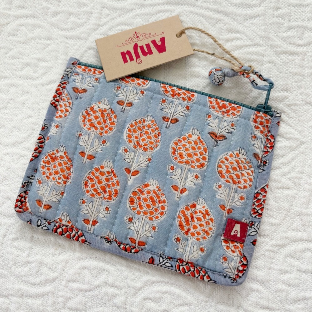 Anju Chippa Artisan Block Print Quilted Zipper Pouch